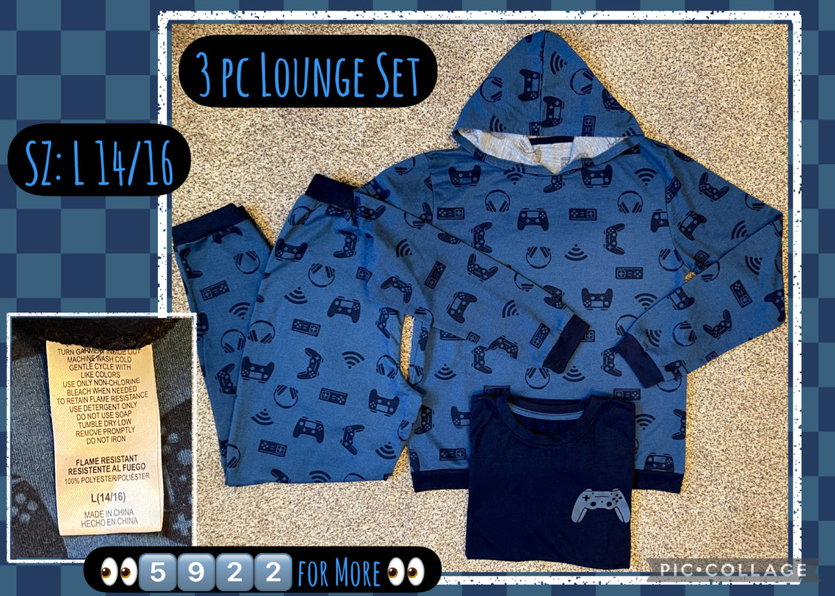Video Game 3pc Lounge Blue~Hoodie/tshirt/Pants - size 14 – scvkidsonline